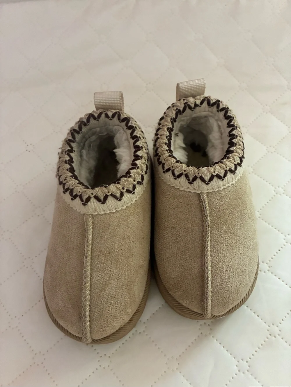 Kids Cozy Slip-On Booties in Beige